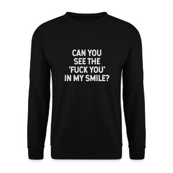 Fuck you smile emo lustig sprüche Geschenk - Unisex Pullover - Schwarz - Vorne - Alina (178cm) & Michal (187cm)