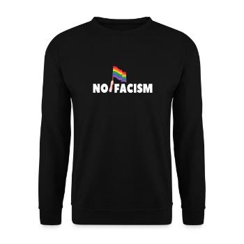 Faschismus Rassismus LGBTQ Regenbogen Geschenk - Unisex Pullover - Schwarz - Vorne - Alina (178cm) & Michal (187cm)