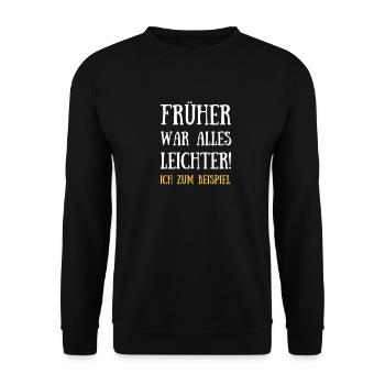 Leichter Körper Figur Dick dünn lustig humor - Unisex Pullover - Schwarz - Vorne - Alina (178cm) & Michal (187cm)