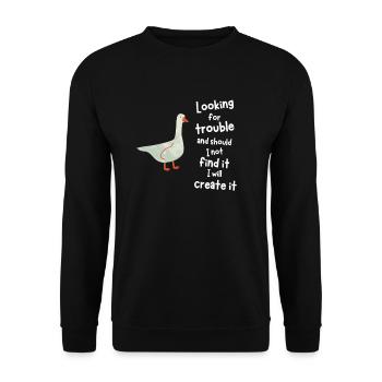 Gans Gaming Natur Vogel Meme geschenk online - Unisex Pullover - Schwarz - Vorne - Alina (178cm) & Michal (187cm)