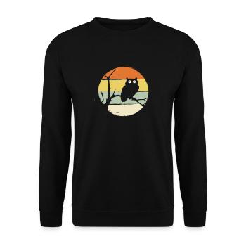 Owl night retro chew funny animal forest gift - Unisex Sweatshirt - black - Front - Alina (178cm) & Michal (187cm)