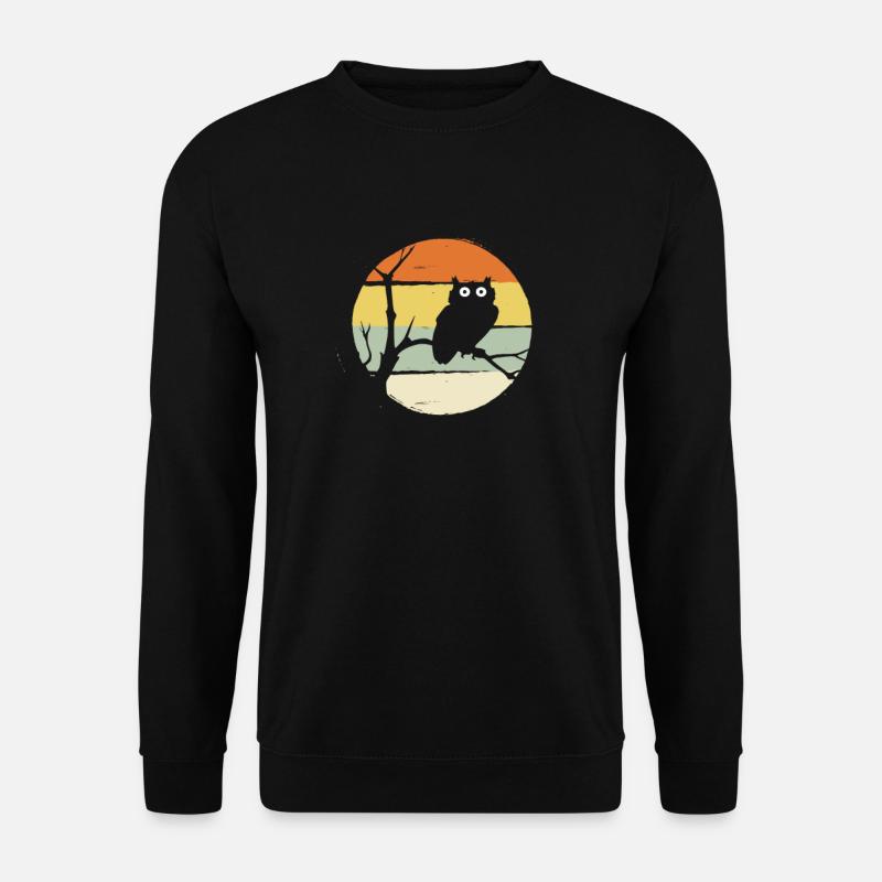 Eule nacht retro kauz witzig tier wald geschenk - Unisex Pullover - Schwarz