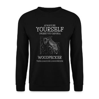 specht vogel wald baum tier natur - Unisex Pullover - Schwarz - Vorne - Alina (178cm) & Michal (187cm)