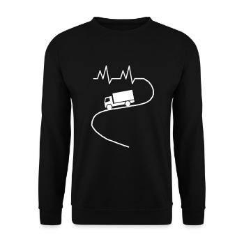 LKW beruf lastwagen lager autobahn geschenk fahrer - Unisex Pullover - Schwarz - Vorne - Alina (178cm) & Michal (187cm)