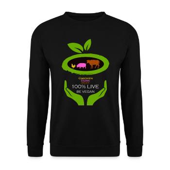 100% Live -Be Vegan - Unisex Pullover - Schwarz - Vorne - Alina (178cm) & Michal (187cm)