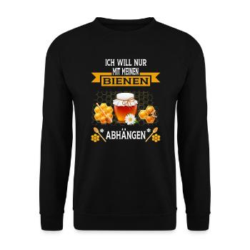 Ich will nur mit meinen Bienen abhängen - Unisex Pullover - Schwarz - Vorne - Alina (178cm) & Michal (187cm)