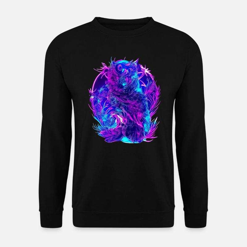 Abstrakte Eulen Neon Synthwave Kunst - Unisex Pullover - Schwarz
