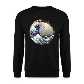 The Great Wave off Kanagawa - Unisex Sweatshirt - black - Front - Alina (178cm) & Michal (187cm)
