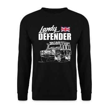 Landy Defender - Unisex Pullover - Schwarz - Vorne - Alina (178cm) & Michal (187cm)