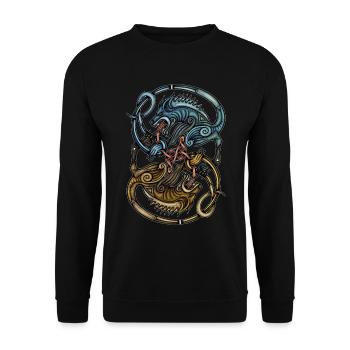 Viking Wolves - Unisex Sweatshirt - black - Front - Alina (178cm) & Michal (187cm)
