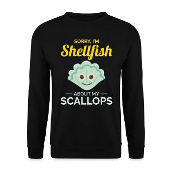 Scallop Seashells Collector Beachcomber Shellfish - Unisex Sweatshirt - black - Front - Alina (178cm) & Michal (187cm)