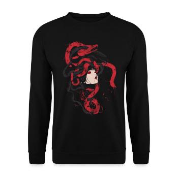 Gothic Schlangenkopf Mädchen - Unisex Pullover - Schwarz - Vorne - Alina (178cm) & Michal (187cm)