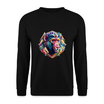 Geometrische Fauna, Affe, Schimpanse, Geo wild - Unisex Pullover - Schwarz - Vorne - Alina (178cm) & Michal (187cm)