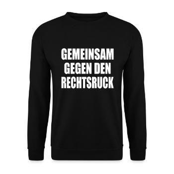 gemeinsam gegen rechtsruck - Unisex Pullover - Schwarz - Vorne - Alina (178cm) & Michal (187cm)