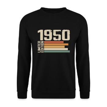 1950 Vintage - Retro 1950 Cadeau Anniversaire 1950 - Sweat-shirt Unisexe - noir - Devant - Alina (178cm) & Michal (187cm)