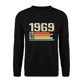 1969 Vintage - Retro 1969 Cadeau Anniversaire 1969 - Sweat-shirt Unisexe - noir - Devant - Alina (178cm) & Michal (187cm)