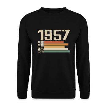 1957 Vintage - Retro 1957 Geburtstagsgeschenk 1957 - Unisex Pullover - Schwarz - Vorne - Alina (178cm) & Michal (187cm)