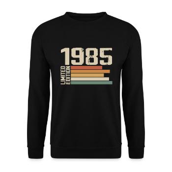1985 Jahrgang - Retro 1985 Geburtstagsgeschenk 1985 - Unisex Pullover - Schwarz - Vorne - Alina (178cm) & Michal (187cm)