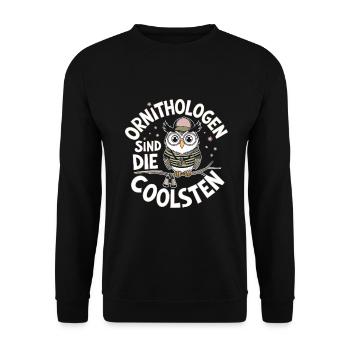 Ornithologen sind die Coolsten lustige Eule - Unisex Pullover - Schwarz - Vorne - Alina (178cm) & Michal (187cm)
