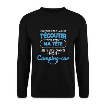 Dans ma ma tête je suis dans mon camping-car - Sweat-shirt Unisexe - noir - Devant - Alina (178cm) & Michal (187cm)