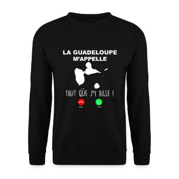 La Guadeloupe M'Appelle Faut Que J'y Aille - Sweat-shirt Unisexe - noir - Devant - Alina (178cm) & Michal (187cm)