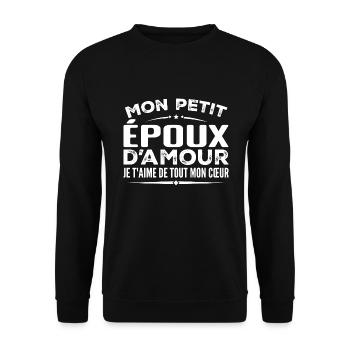 Cadeau Époux d'amour je t'aime de tout mon cœur - Sweat-shirt Unisexe - noir - Devant - Alina (178cm) & Michal (187cm)