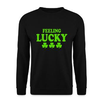 feeling lucky - Unisex Pullover - Schwarz - Vorne - Alina (178cm) & Michal (187cm)