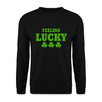 feeling lucky - Unisex Pullover - Schwarz - Vorne - Alina (178cm) & Michal (187cm)