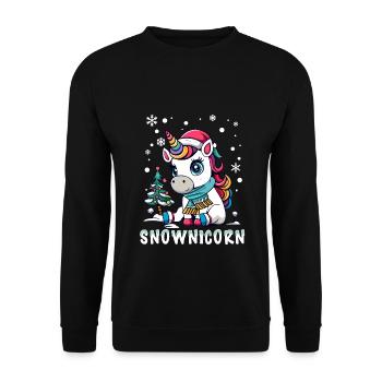 Licorne mignonne avec écharpe et chapeau de père Noël - Sweat-shirt Unisexe - noir - Devant - Alina (178cm) & Michal (187cm)