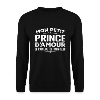 Geschenk des Prinzen der Liebe. Ich liebe dich von ganzem Herzen - Unisex Pullover - Schwarz - Vorne - Alina (178cm) & Michal (187cm)