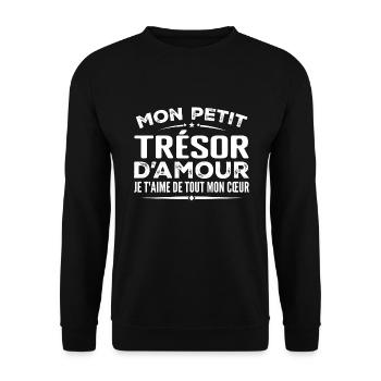 Schatz der Liebe Geschenk, ich liebe dich von ganzem Herzen - Unisex Pullover - Schwarz - Vorne - Alina (178cm) & Michal (187cm)