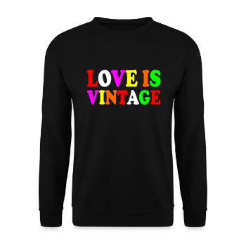 Love is vintage - Unisex Pullover - Schwarz - Vorne - Alina (178cm) & Michal (187cm)