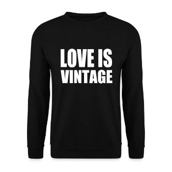Love is vintage - Unisex Pullover - Schwarz - Vorne - Alina (178cm) & Michal (187cm)