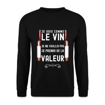 Je suis comme le vin humour retraite - Sweat-shirt Unisexe - noir - Devant - Alina (178cm) & Michal (187cm)