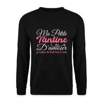 Geschenk Tante der Liebe, beste Tante Ich liebe dich - Unisex Pullover - Schwarz - Vorne - Alina (178cm) & Michal (187cm)