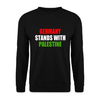 germany stands with palestine - Unisex Sweatshirt - black - Front - Alina (178cm) & Michal (187cm)