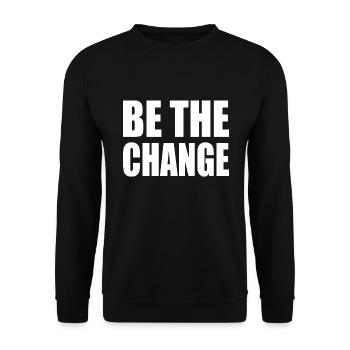 be the change - Unisex Pullover - Schwarz - Vorne - Alina (178cm) & Michal (187cm)