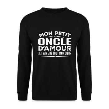 Geschenk Onkel der Liebe, ich liebe dich von ganzem Herzen - Unisex Pullover - Schwarz - Vorne - Alina (178cm) & Michal (187cm)