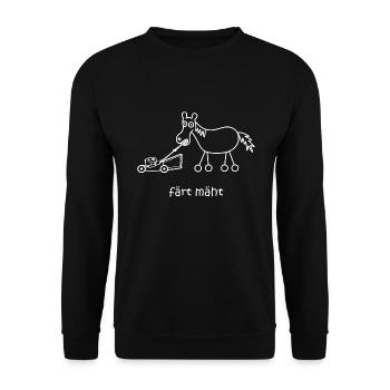 färt mäht, Pferd auf Rädern, Rasenmäher, Garten - Unisex Pullover - Schwarz - Vorne - Alina (178cm) & Michal (187cm)