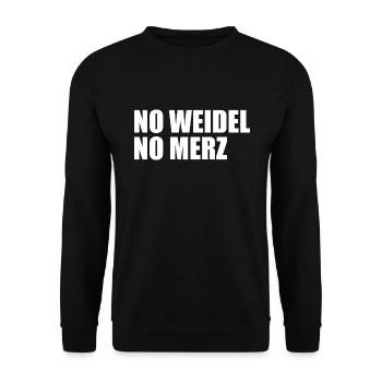 No weidel no merz - Unisex Pullover - Schwarz - Vorne - Alina (178cm) & Michal (187cm)