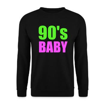 90's baby 90er Jahre 1990 Kindheit Geschenk Musik - Unisex Pullover - Schwarz - Vorne - Alina (178cm) & Michal (187cm)