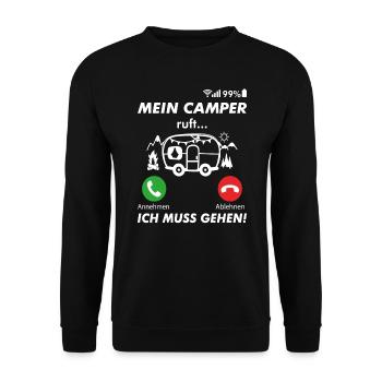 Camping Camper Campen anrufen - Unisex Pullover - Schwarz - Vorne - Alina (178cm) & Michal (187cm)