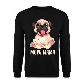 Mops Pug Mama - Geschenkidee für Hundeliebhaber - Unisex Pullover - Schwarz - Vorne - Alina (178cm) & Michal (187cm)