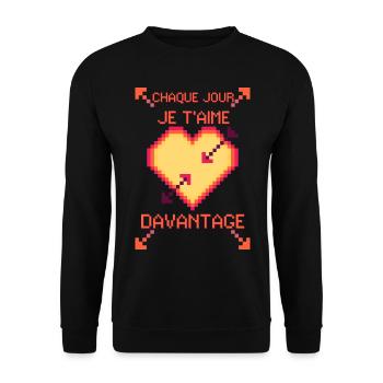 CHAQUE JOUR JE T'AIME DAVANTAGE...coeur - Sweat-shirt Unisexe - noir - Devant - Alina (178cm) & Michal (187cm)