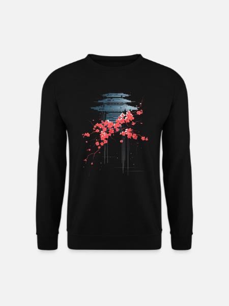 Japanische Kirschblüten Vaporwave Aesthetic Glitch - Unisex Pullover - Schwarz