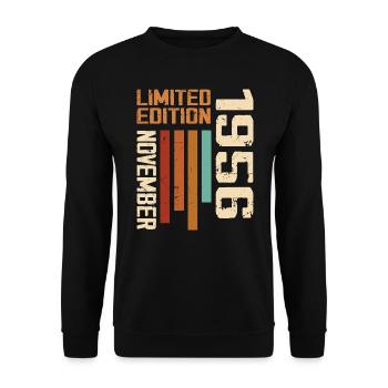 1956 November Birthday present. November 1956 - Unisex Sweatshirt - black - Front - Alina (178cm) & Michal (187cm)