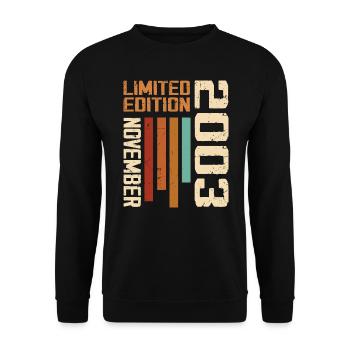 2003 November Birthday gift. November 2003 - Unisex Sweatshirt - black - Front - Alina (178cm) & Michal (187cm)