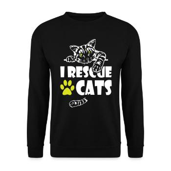 I Rescue Cats - Unisex Pullover - Schwarz - Vorne - Alina (178cm) & Michal (187cm)