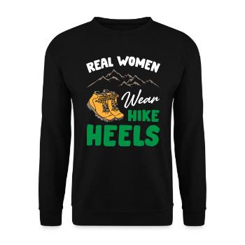 Funny Real Women Wear Hike Heels - Unisex Pullover - Schwarz - Vorne - Alina (178cm) & Michal (187cm)