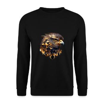 Geometrische Fauna, Adler, Geo Wild - Unisex Pullover - Schwarz - Vorne - Alina (178cm) & Michal (187cm)